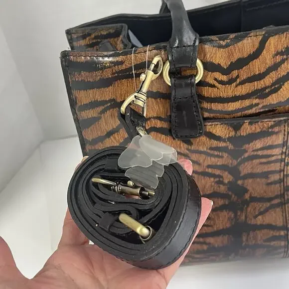 Patricia Nash Leather Primrose Satchel Handbag Animal Print Tiger Crossbody NEW - Picture 7 of 16